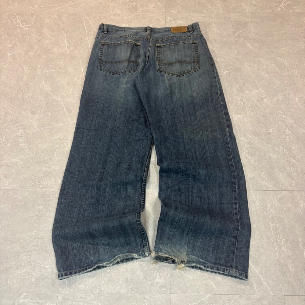 Old Navy Mens Blue Jeans 34x32 Wide Leg Baggy Medium Wash Denim 100% Cotton 3802